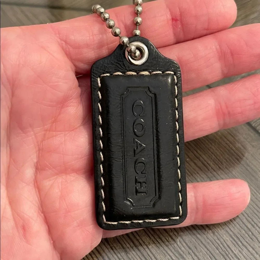 Coach Black Leather Hangtag - Key Chain